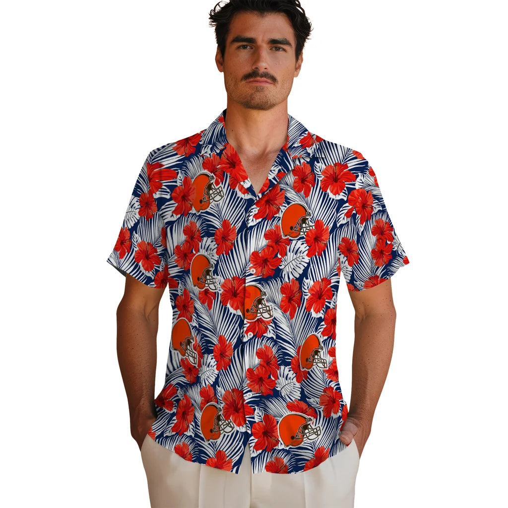 Cleveland Browns Hawaiian Shirt - Hibiscus Fiesta | Moonbestprint