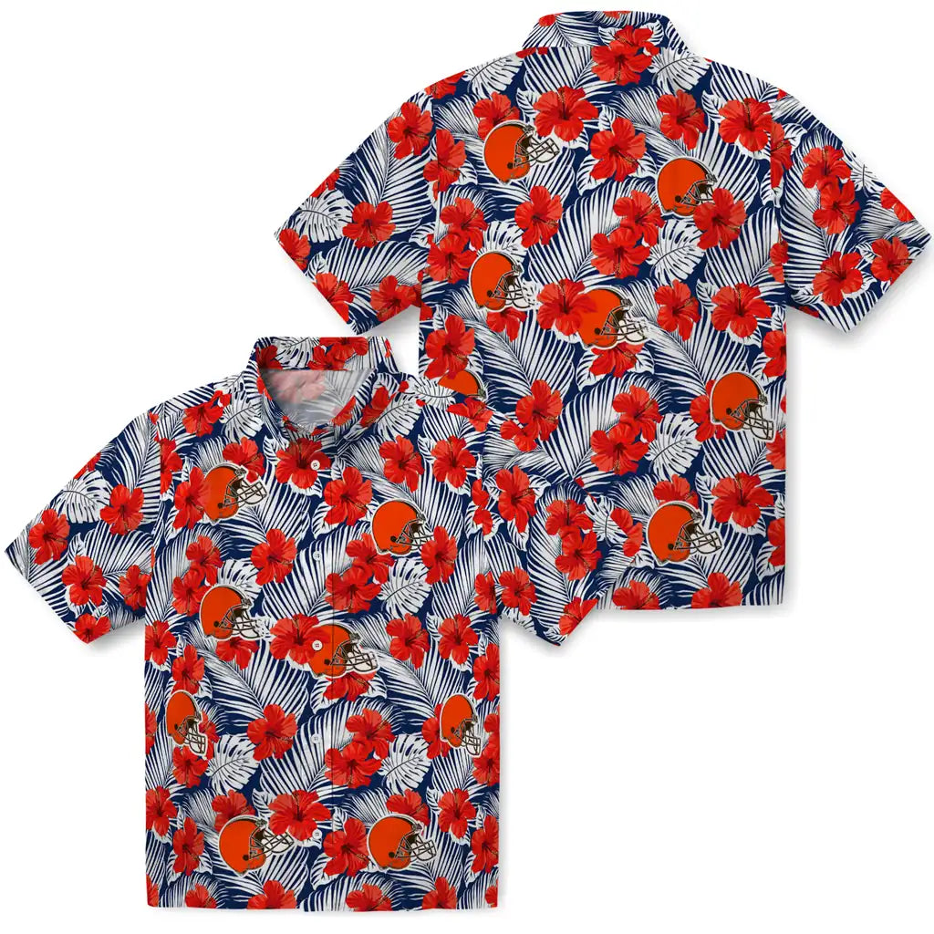 Cleveland Browns Hawaiian Shirt - Hibiscus Fiesta | Moonbestprint