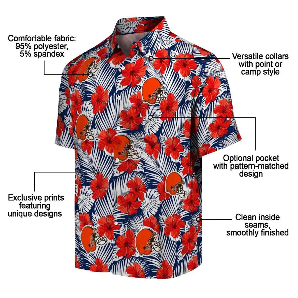 Cleveland Browns Hawaiian Shirt - Hibiscus Fiesta | Moonbestprint