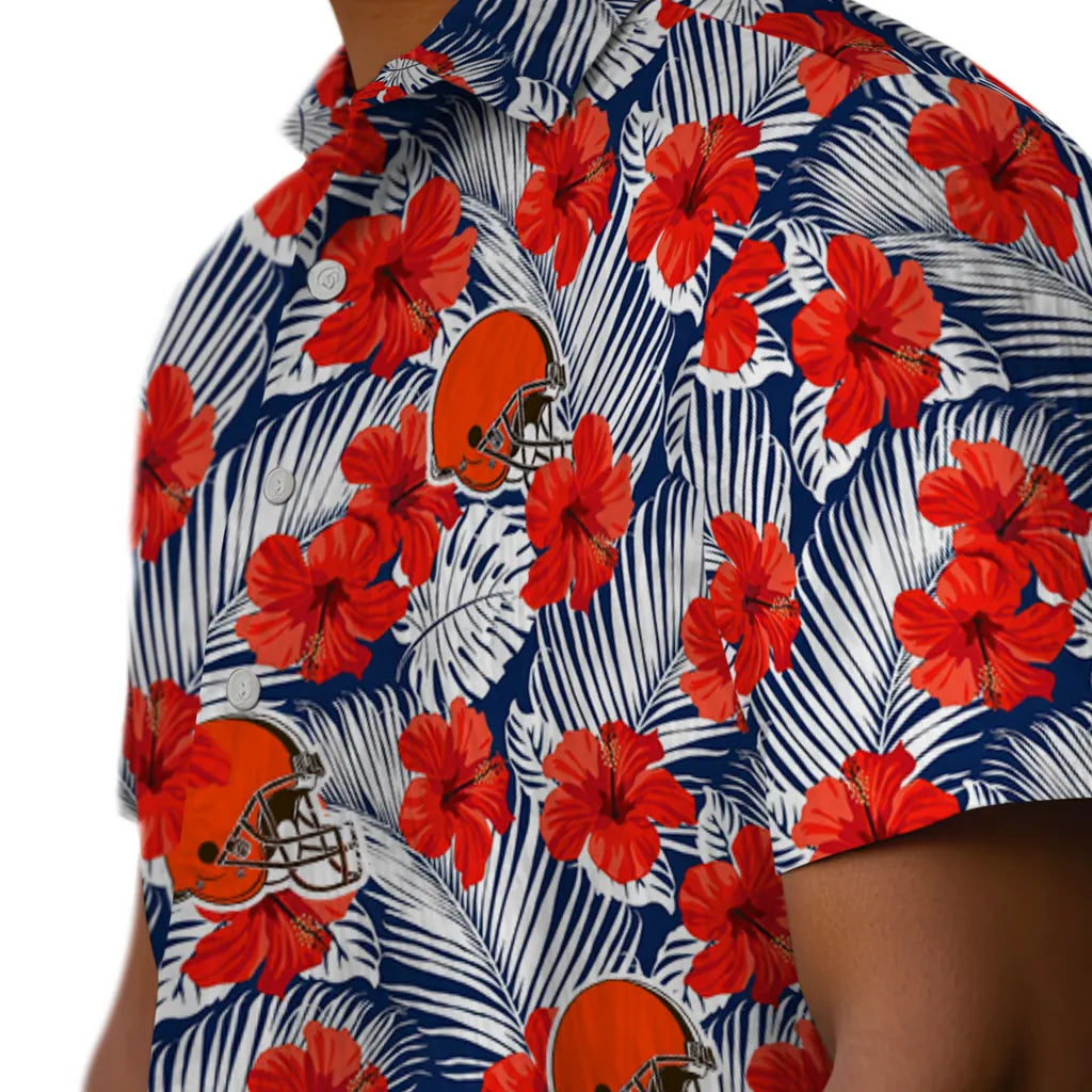 Cleveland Browns Hawaiian Shirt - Hibiscus Fiesta | Moonbestprint
