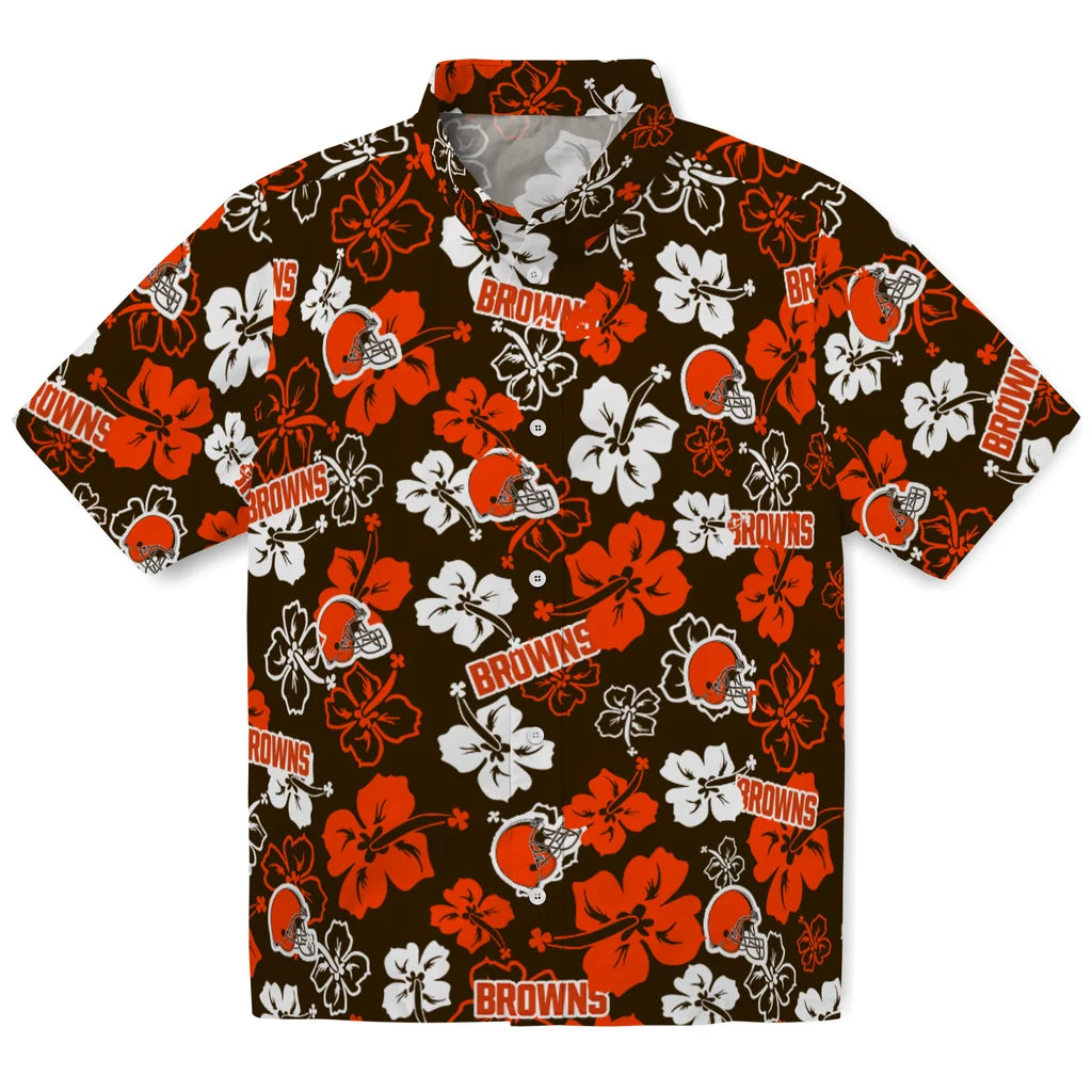 Cleveland Browns Hawaiian Shirt - Hibiscus Flower Design | Moonbestprint
