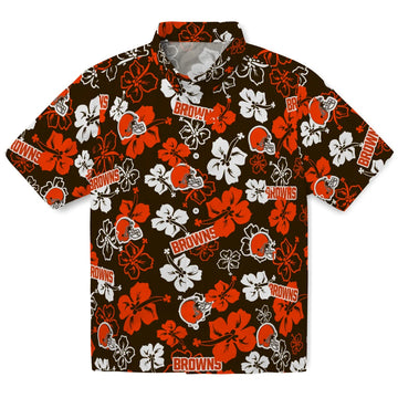 Cleveland Browns Hawaiian Shirt - Hibiscus Flower Design | Moonbestprint