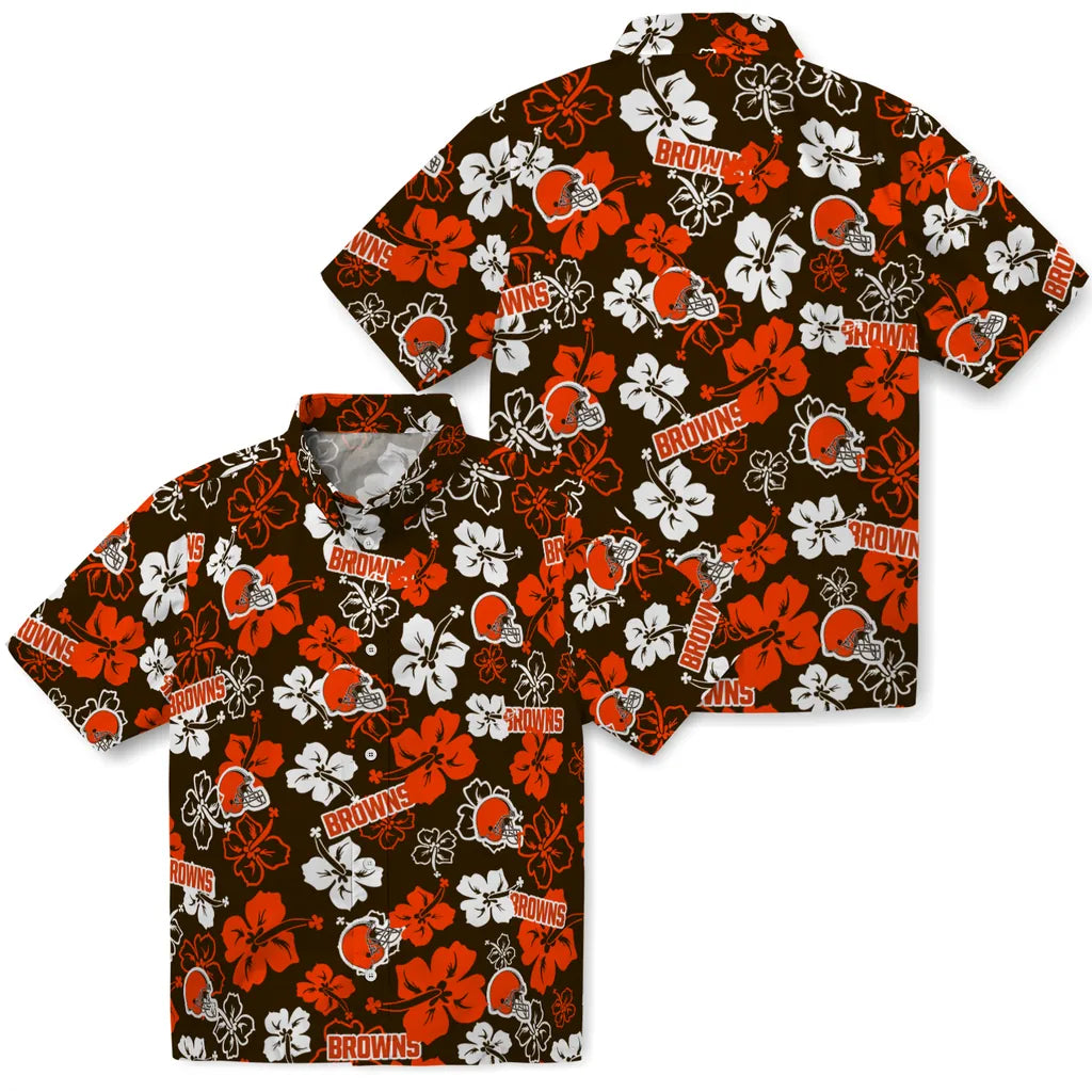 Cleveland Browns Hawaiian Shirt - Hibiscus Flower Design | Moonbestprint