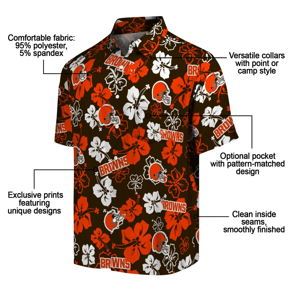 Cleveland Browns Hawaiian Shirt - Hibiscus Flower Design | Moonbestprint