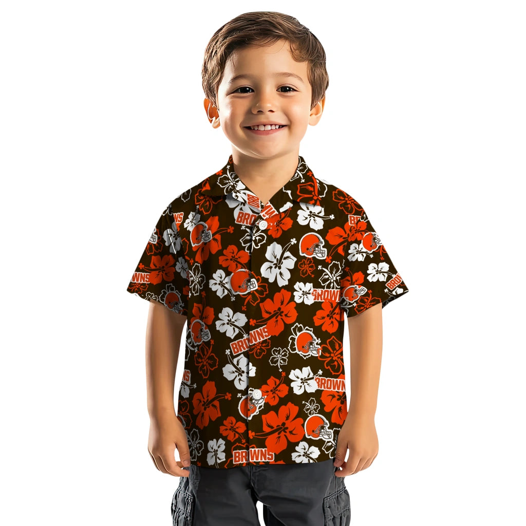 Cleveland Browns Hawaiian Shirt - Hibiscus Flower Design | Moonbestprint