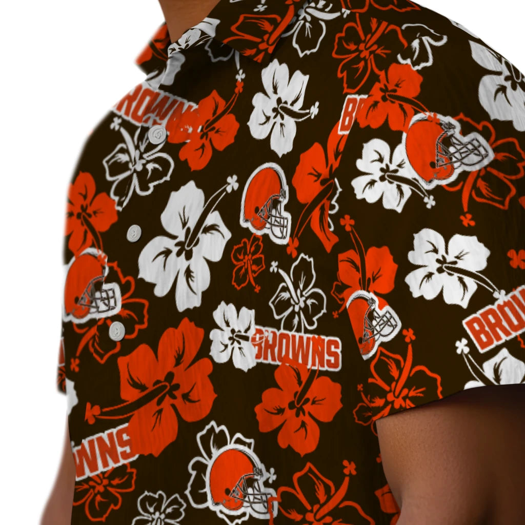 Cleveland Browns Hawaiian Shirt - Hibiscus Flower Design | Moonbestprint