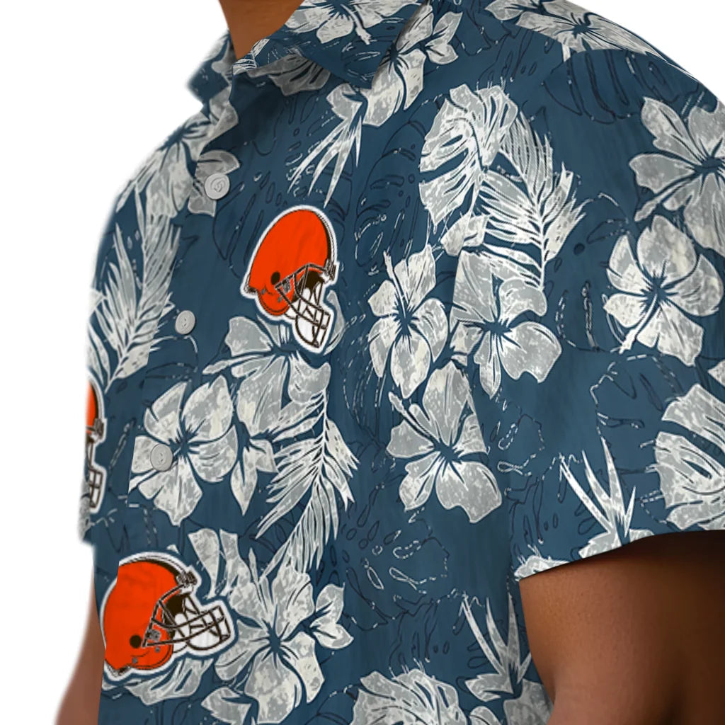 Cleveland Browns Hawaiian Shirt - Hibiscus Flowers | Moonbestprint
