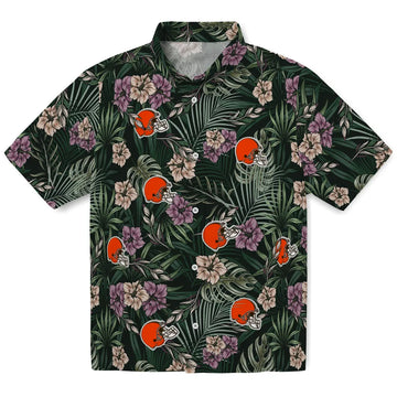 Cleveland Browns Hawaiian Shirt - Hibiscus Leaves Pattern | Moonbestprint