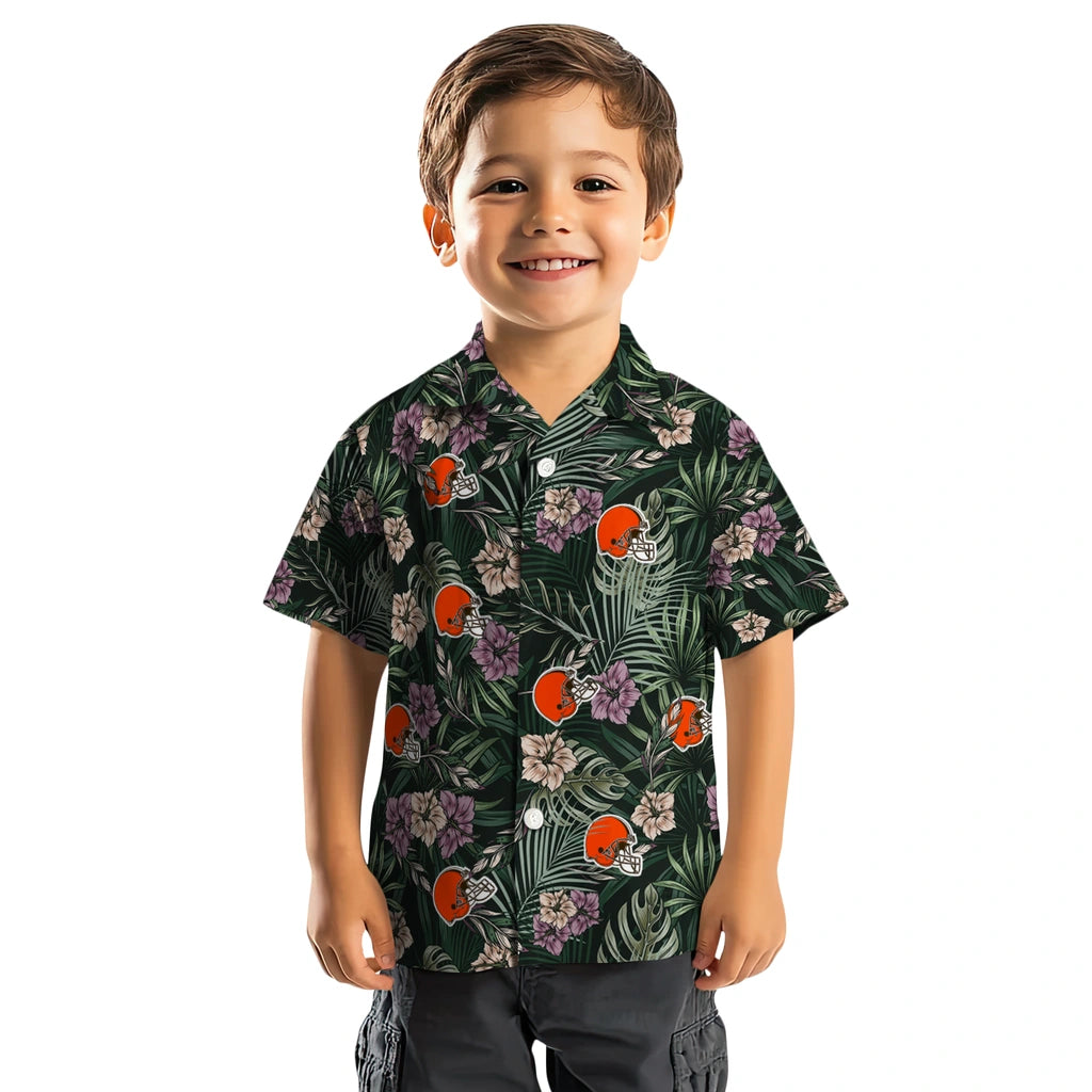 Cleveland Browns Hawaiian Shirt - Hibiscus Leaves Pattern | Moonbestprint