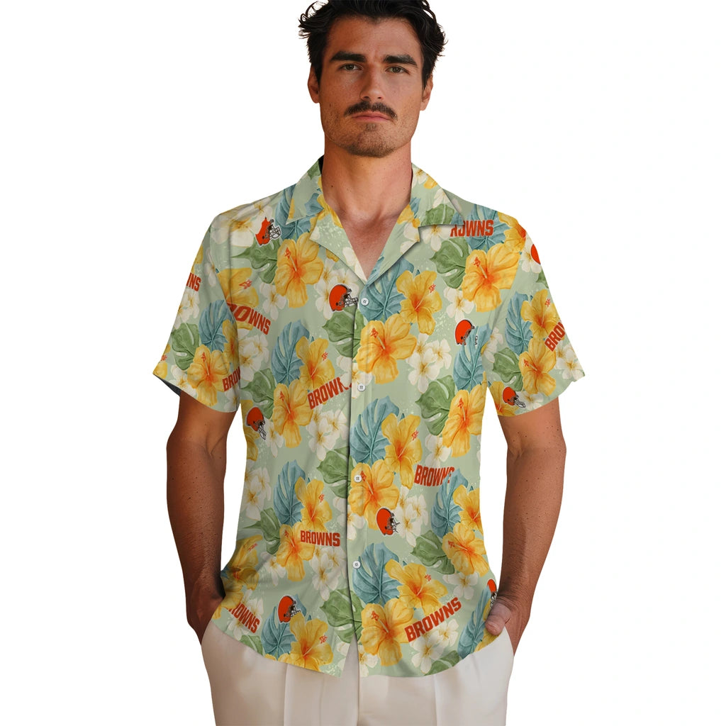 Cleveland Browns Hawaiian Shirt - Hibiscus Mood | Moonbestprint