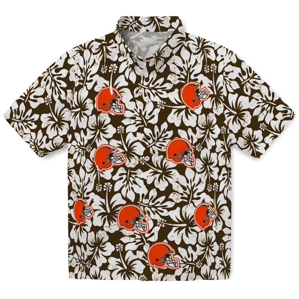 Cleveland Browns Hawaiian Shirt - Hibiscus Motif | Moonbestprint