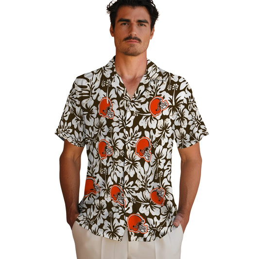 Cleveland Browns Hawaiian Shirt - Hibiscus Motif | Moonbestprint
