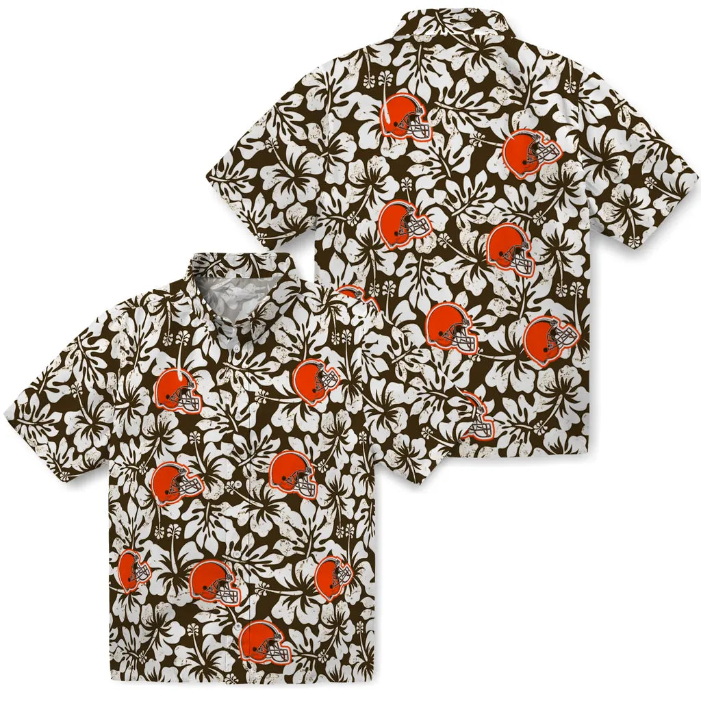 Cleveland Browns Hawaiian Shirt - Hibiscus Motif | Moonbestprint