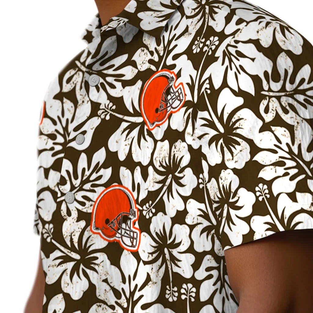Cleveland Browns Hawaiian Shirt - Hibiscus Motif | Moonbestprint