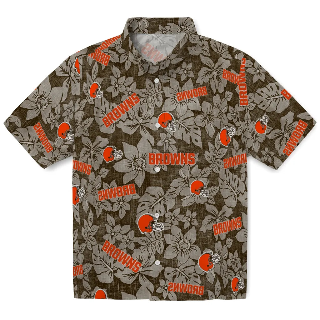 Cleveland Browns Hawaiian Shirt - Hibiscus Oasis | Moonbestprint