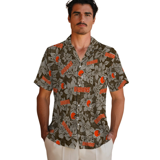 Cleveland Browns Hawaiian Shirt - Hibiscus Oasis | Moonbestprint