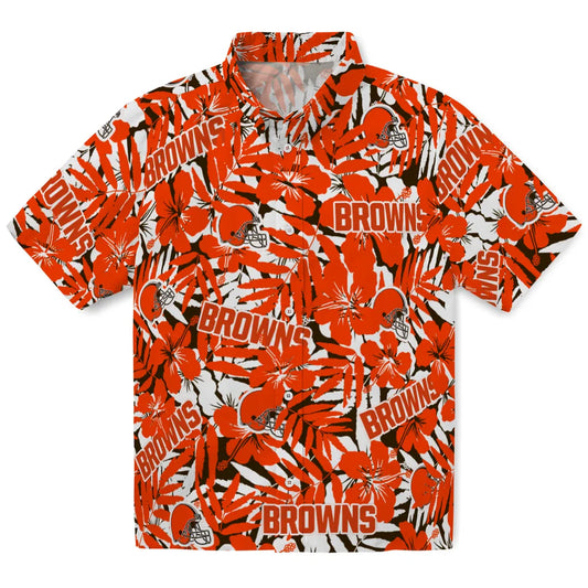 Cleveland Browns Hawaiian Shirt - Hibiscus Overlay | Moonbestprint