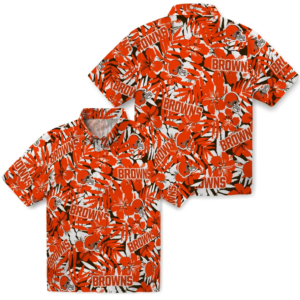 Cleveland Browns Hawaiian Shirt - Hibiscus Overlay | Moonbestprint