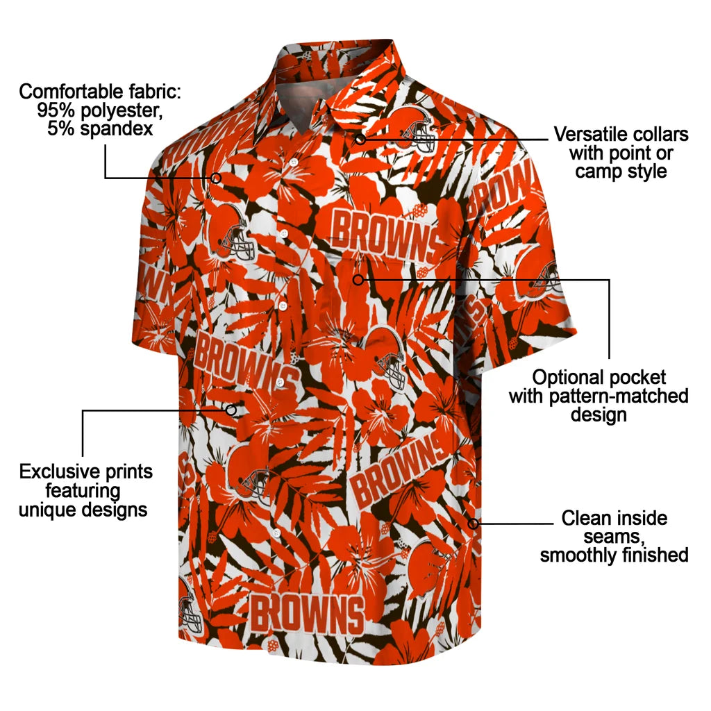Cleveland Browns Hawaiian Shirt - Hibiscus Overlay | Moonbestprint