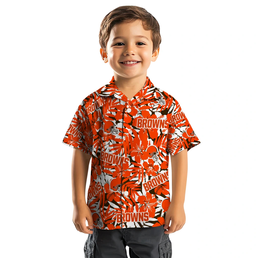 Cleveland Browns Hawaiian Shirt - Hibiscus Overlay | Moonbestprint