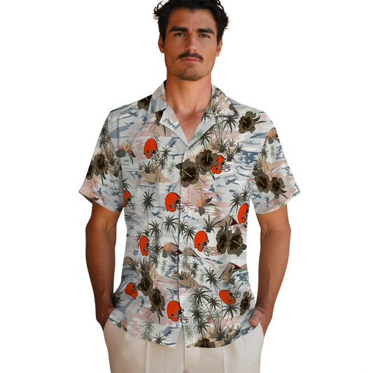 Cleveland Browns Hawaiian Shirt - Hibiscus Seaside | Moonbestprint