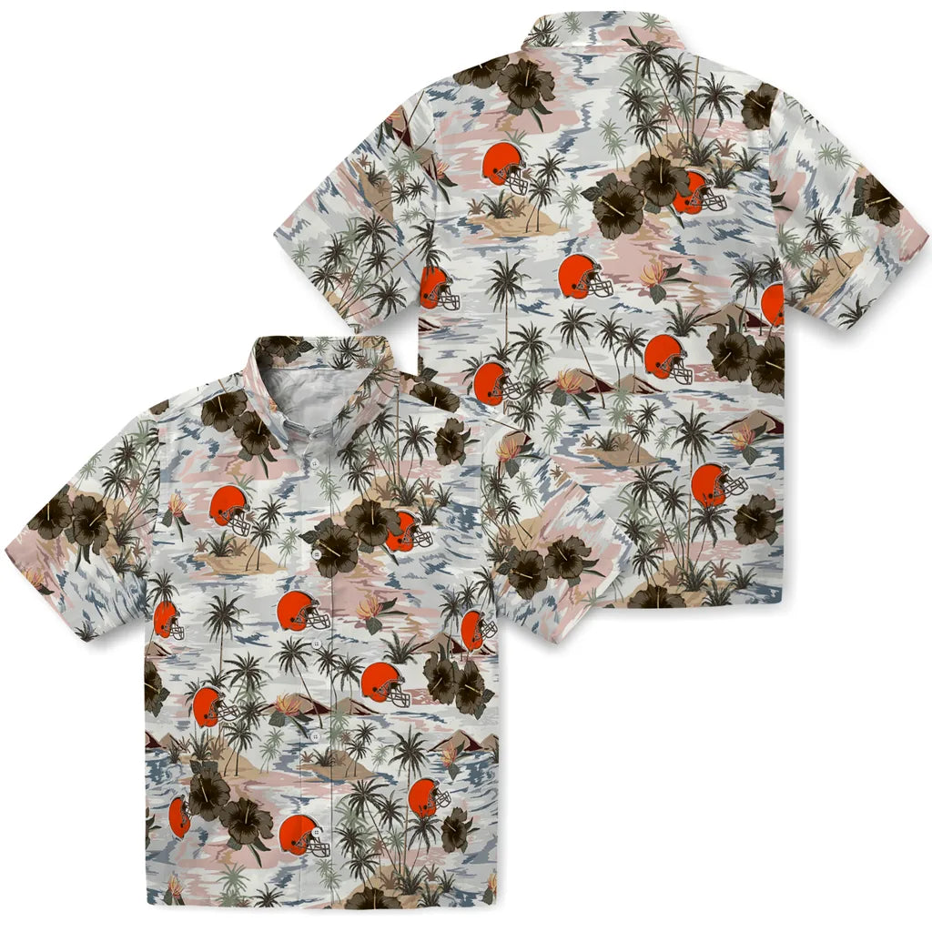 Cleveland Browns Hawaiian Shirt - Hibiscus Seaside | Moonbestprint