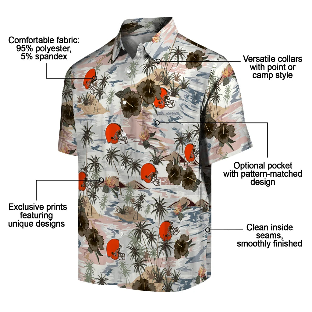 Cleveland Browns Hawaiian Shirt - Hibiscus Seaside | Moonbestprint