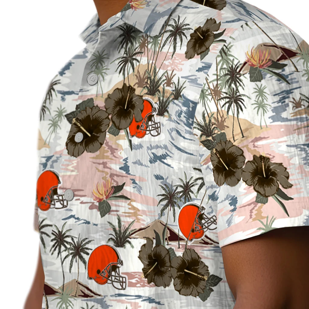 Cleveland Browns Hawaiian Shirt - Hibiscus Seaside | Moonbestprint