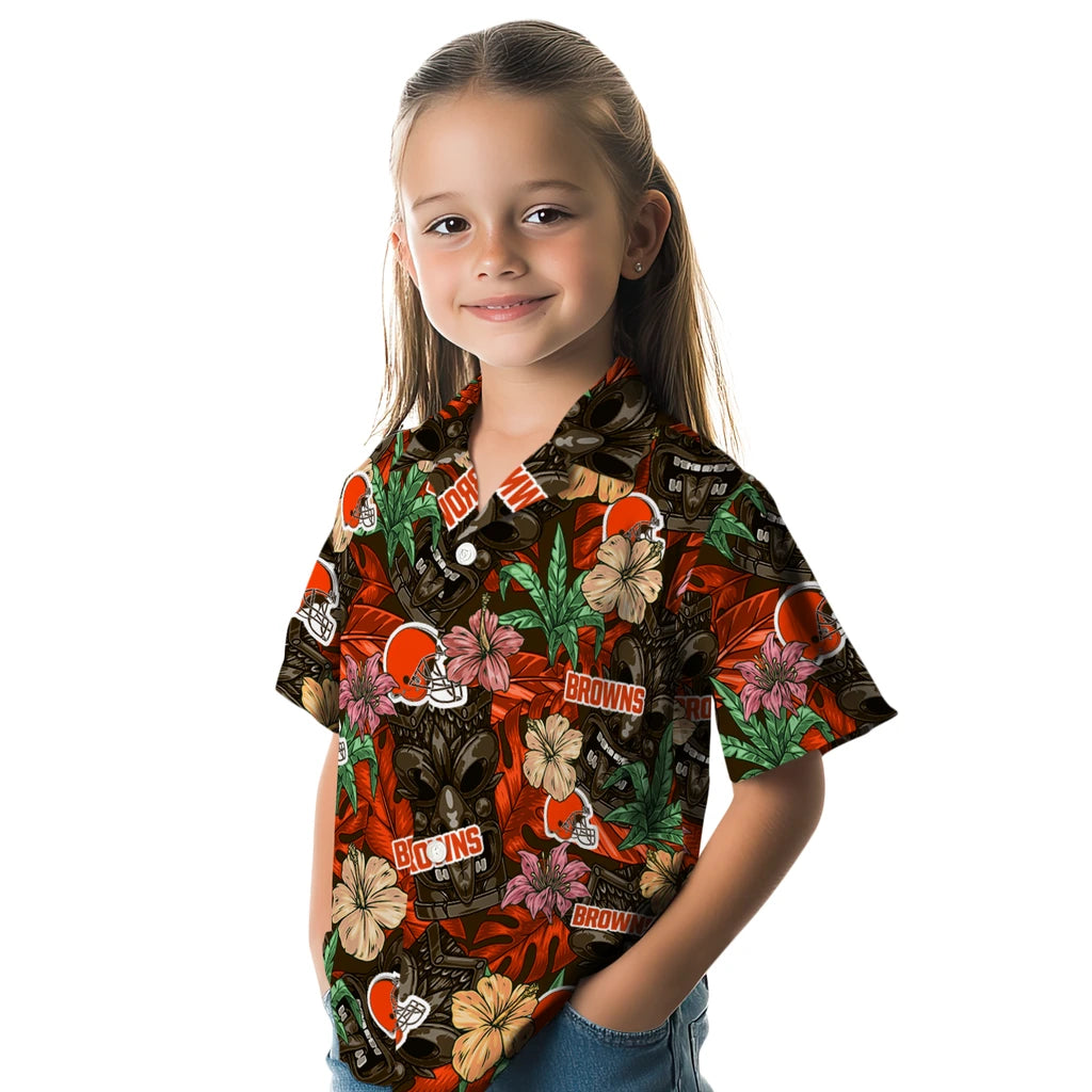 Cleveland Browns Hawaiian Shirt - Hibiscus Tiki Jungle | Moonbestprint