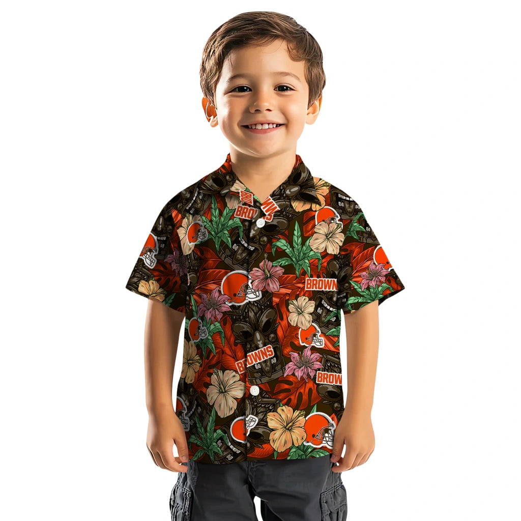 Cleveland Browns Hawaiian Shirt - Hibiscus Tiki Jungle | Moonbestprint