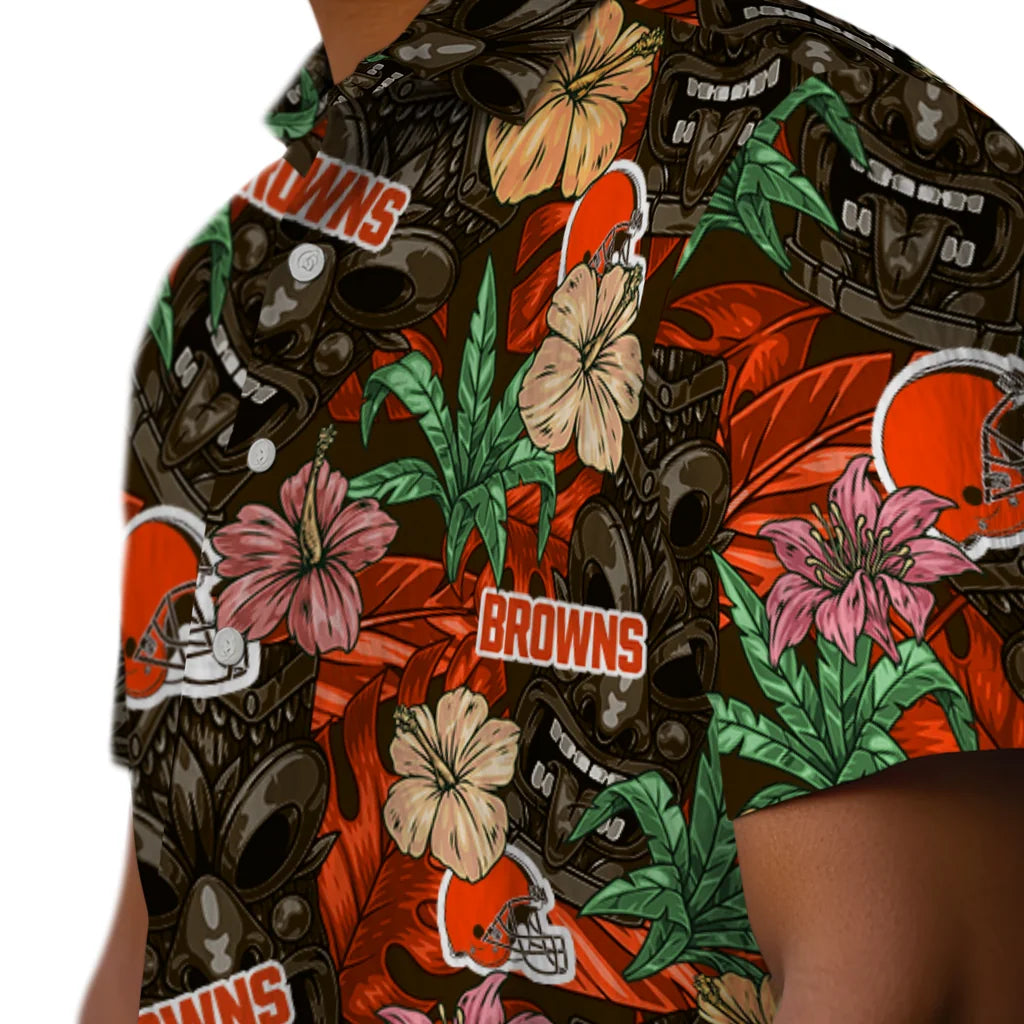 Cleveland Browns Hawaiian Shirt - Hibiscus Tiki Jungle | Moonbestprint