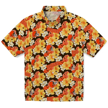 Cleveland Browns Hawaiian Shirt - Hibiscus Tropics | Moonbestprint