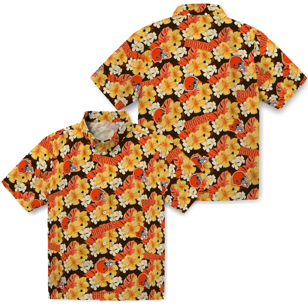 Cleveland Browns Hawaiian Shirt - Hibiscus Tropics | Moonbestprint