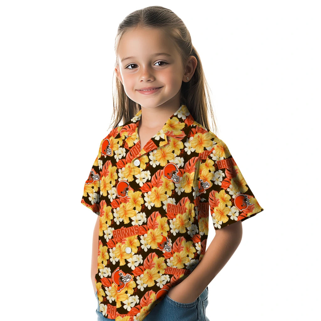 Cleveland Browns Hawaiian Shirt - Hibiscus Tropics | Moonbestprint