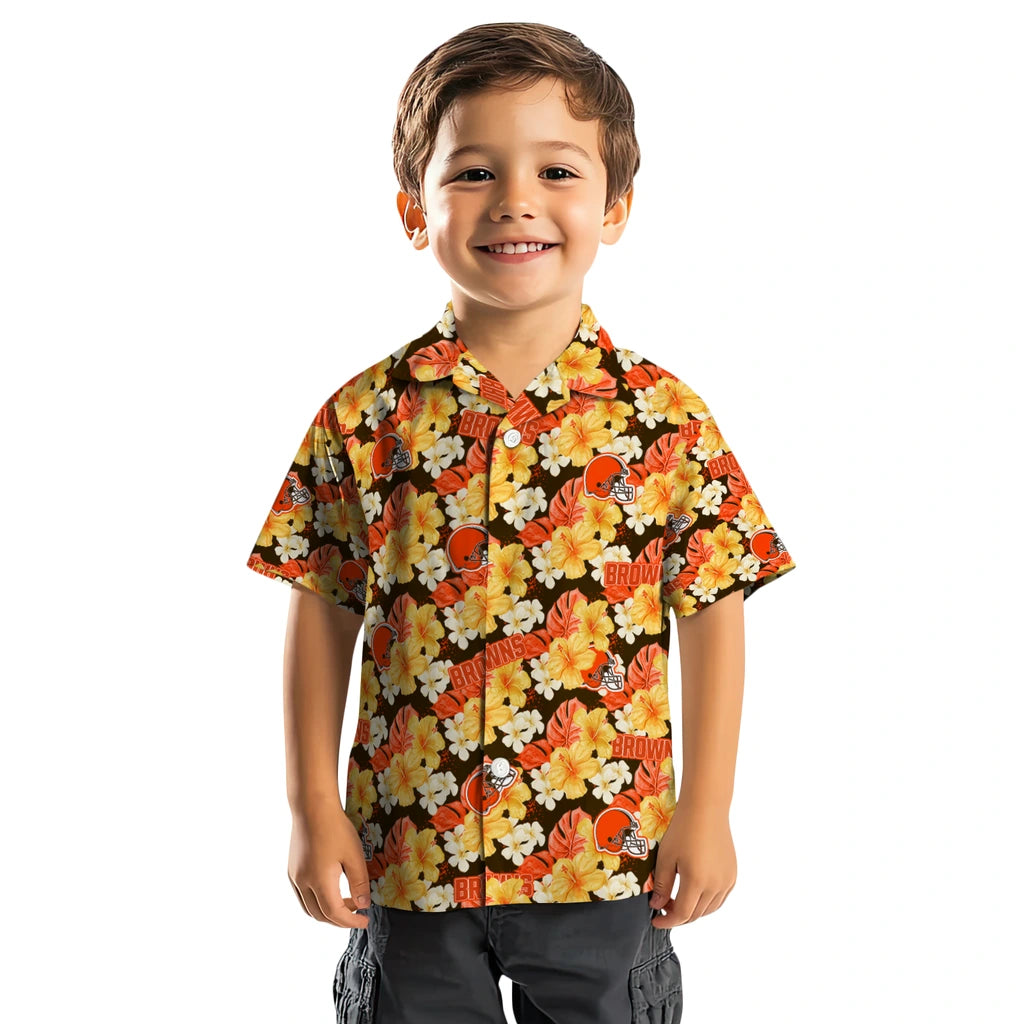 Cleveland Browns Hawaiian Shirt - Hibiscus Tropics | Moonbestprint