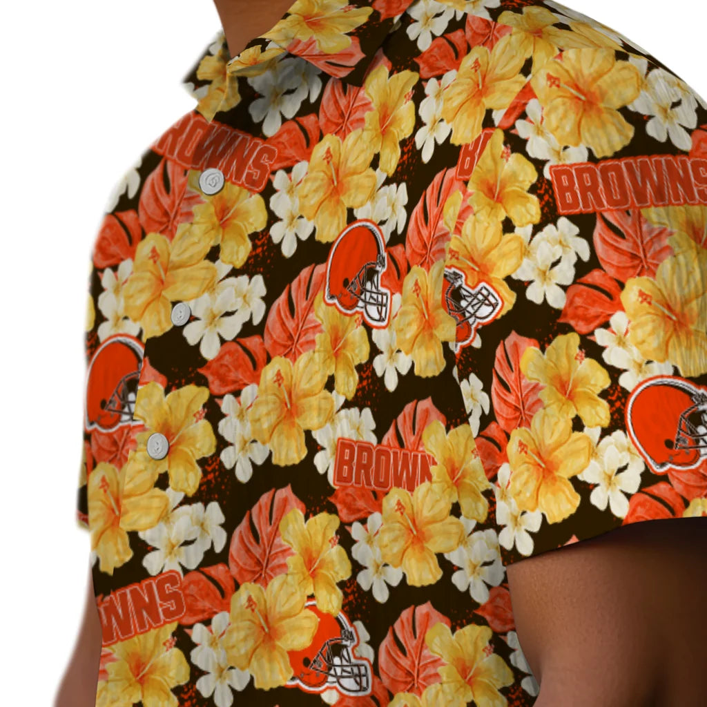 Cleveland Browns Hawaiian Shirt - Hibiscus Tropics | Moonbestprint