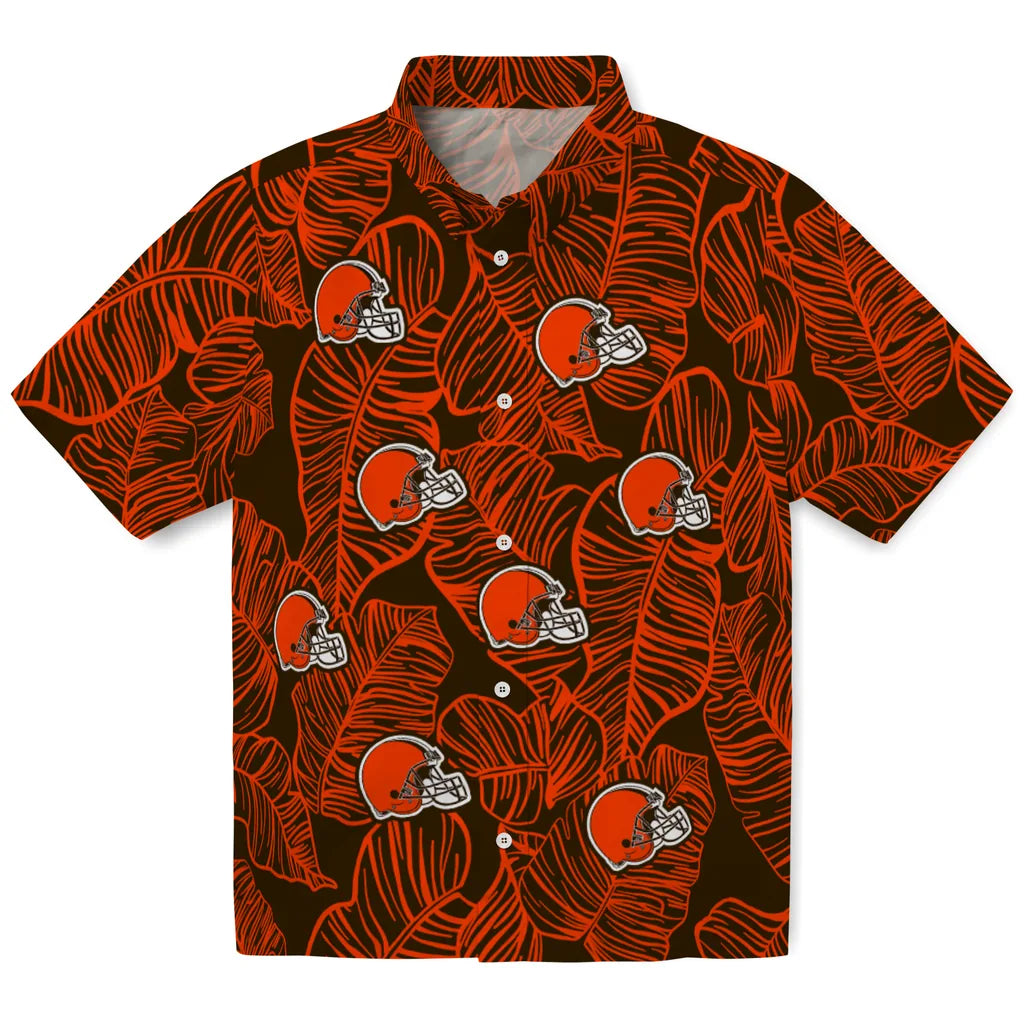 Cleveland Browns Hawaiian Shirt - Leaf Outline | Moonbestprint