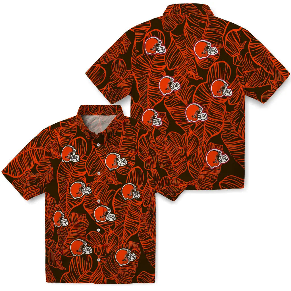 Cleveland Browns Hawaiian Shirt - Leaf Outline | Moonbestprint