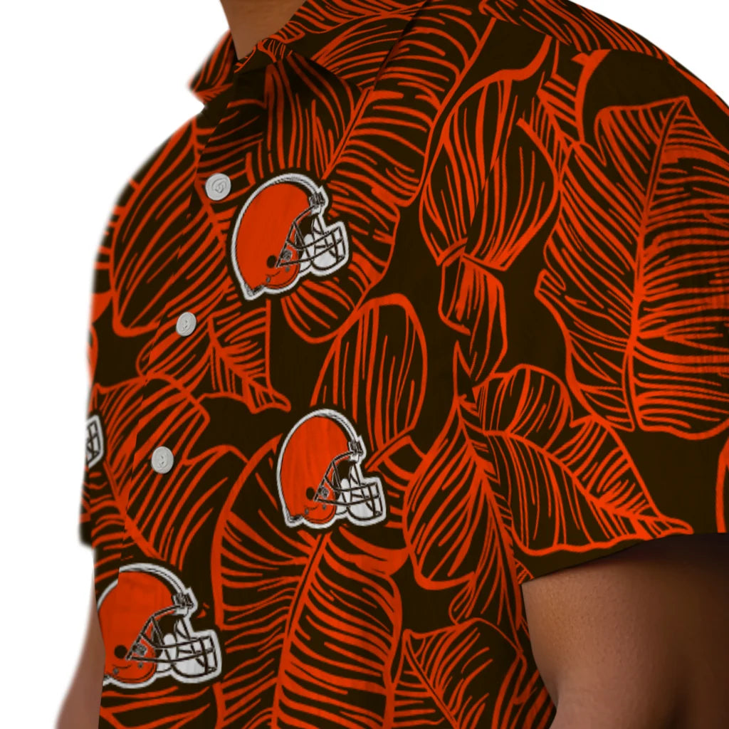 Cleveland Browns Hawaiian Shirt - Leaf Outline | Moonbestprint