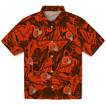 Cleveland Browns Hawaiian Shirt - Monstera Layer | Moonbestprint