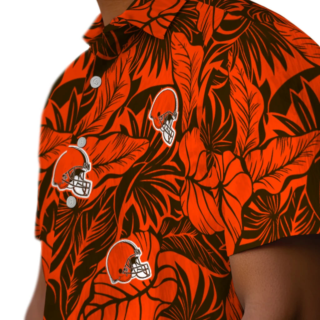 Cleveland Browns Hawaiian Shirt - Monstera Layer | Moonbestprint
