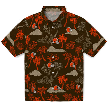 Cleveland Browns Hawaiian Shirt - Palm And Clouds | Moonbestprint