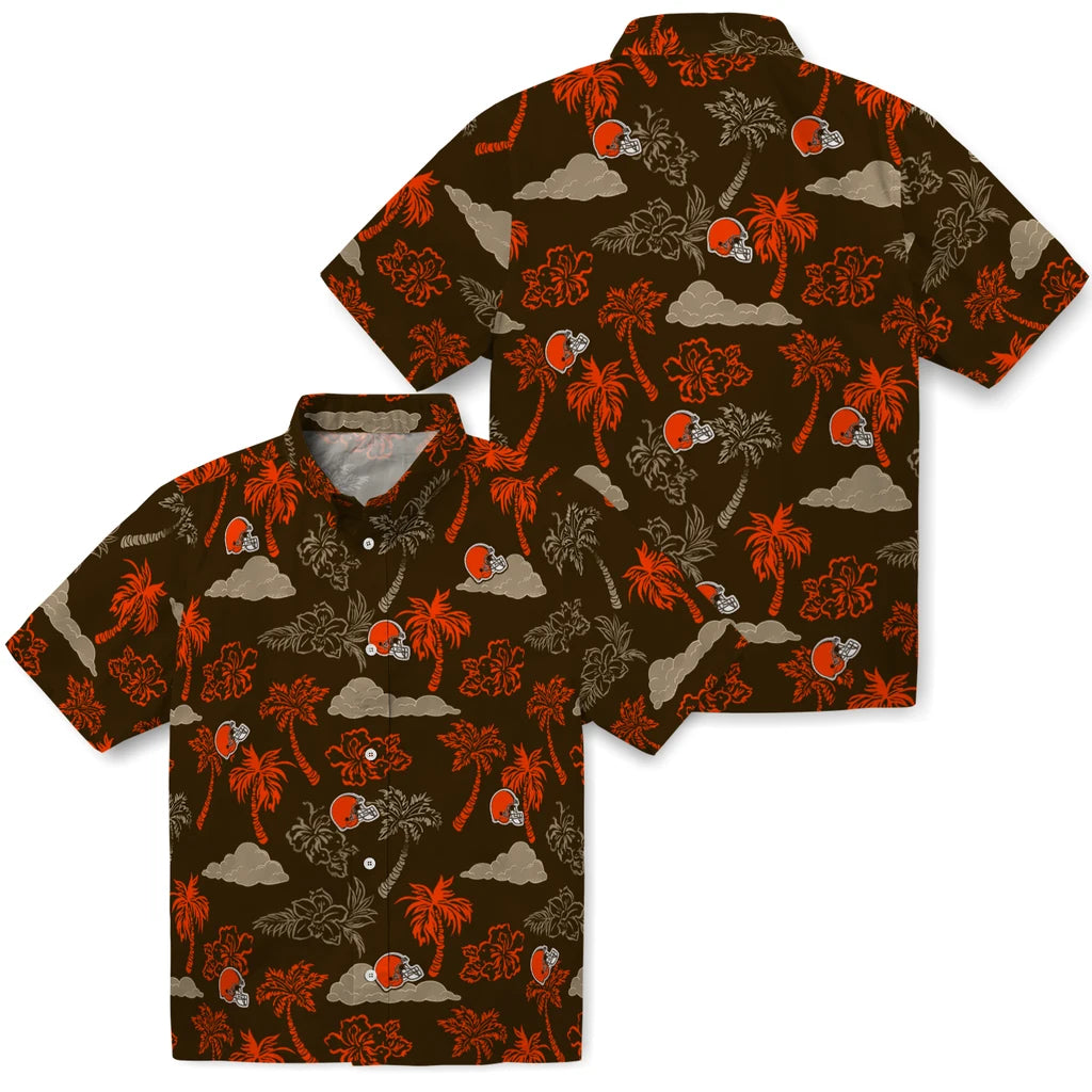Cleveland Browns Hawaiian Shirt - Palm And Clouds | Moonbestprint