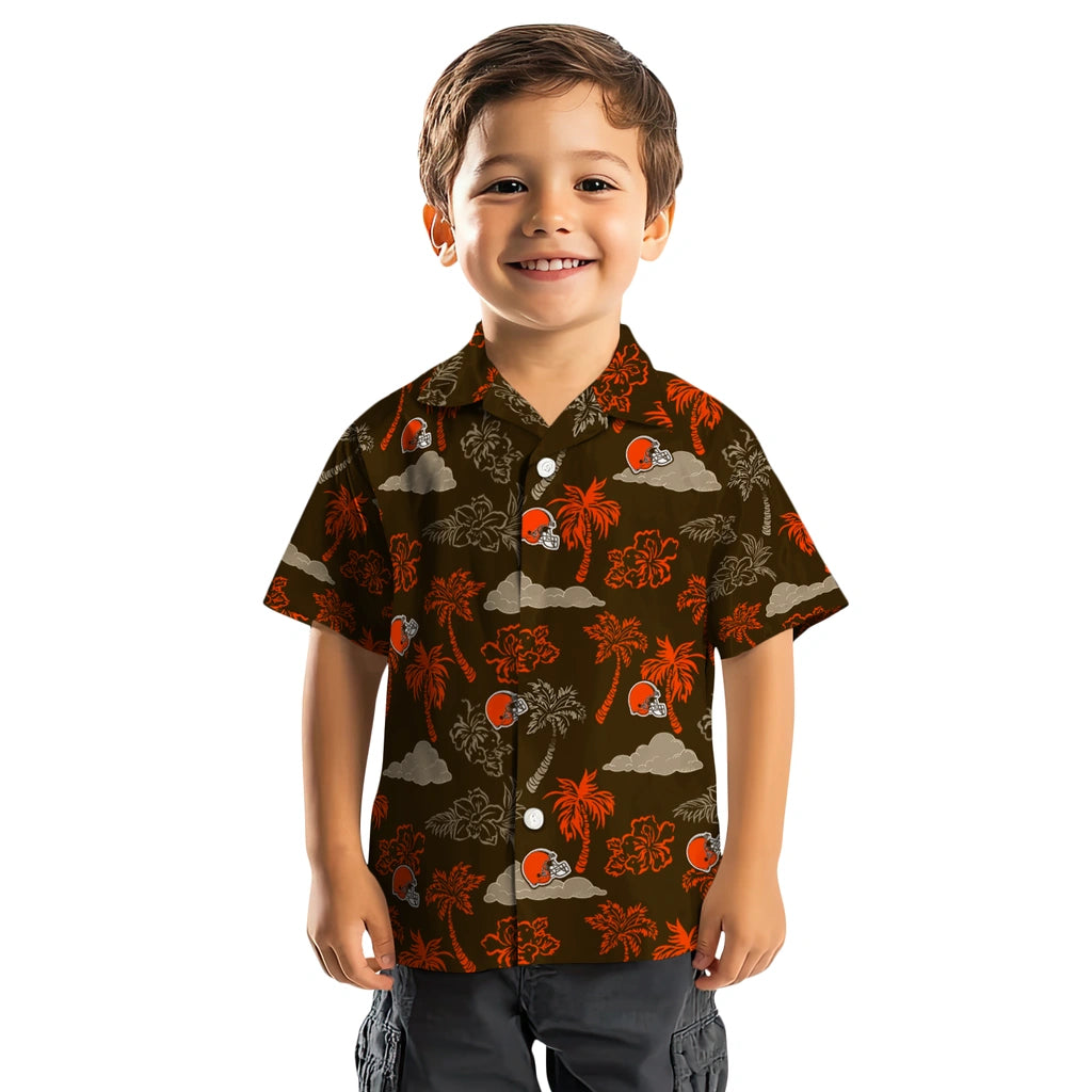 Cleveland Browns Hawaiian Shirt - Palm And Clouds | Moonbestprint