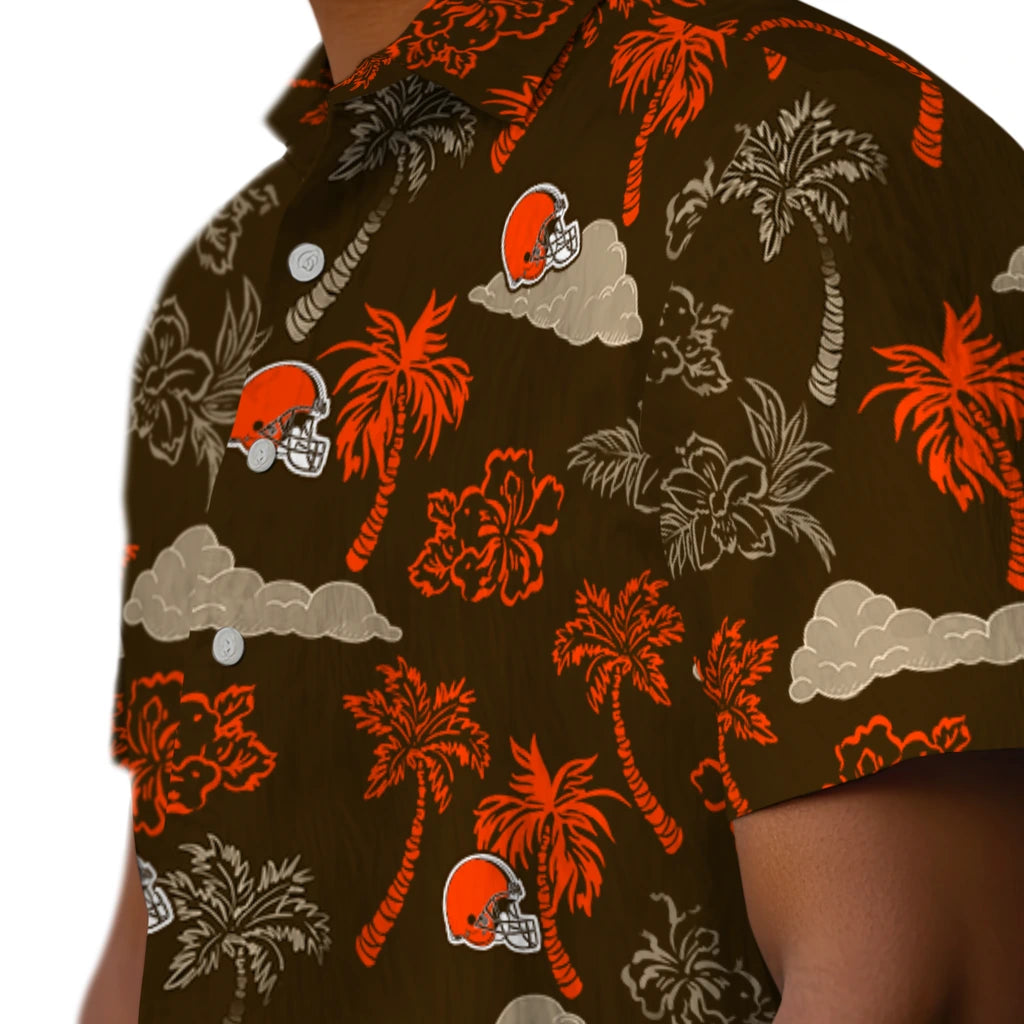 Cleveland Browns Hawaiian Shirt - Palm And Clouds | Moonbestprint