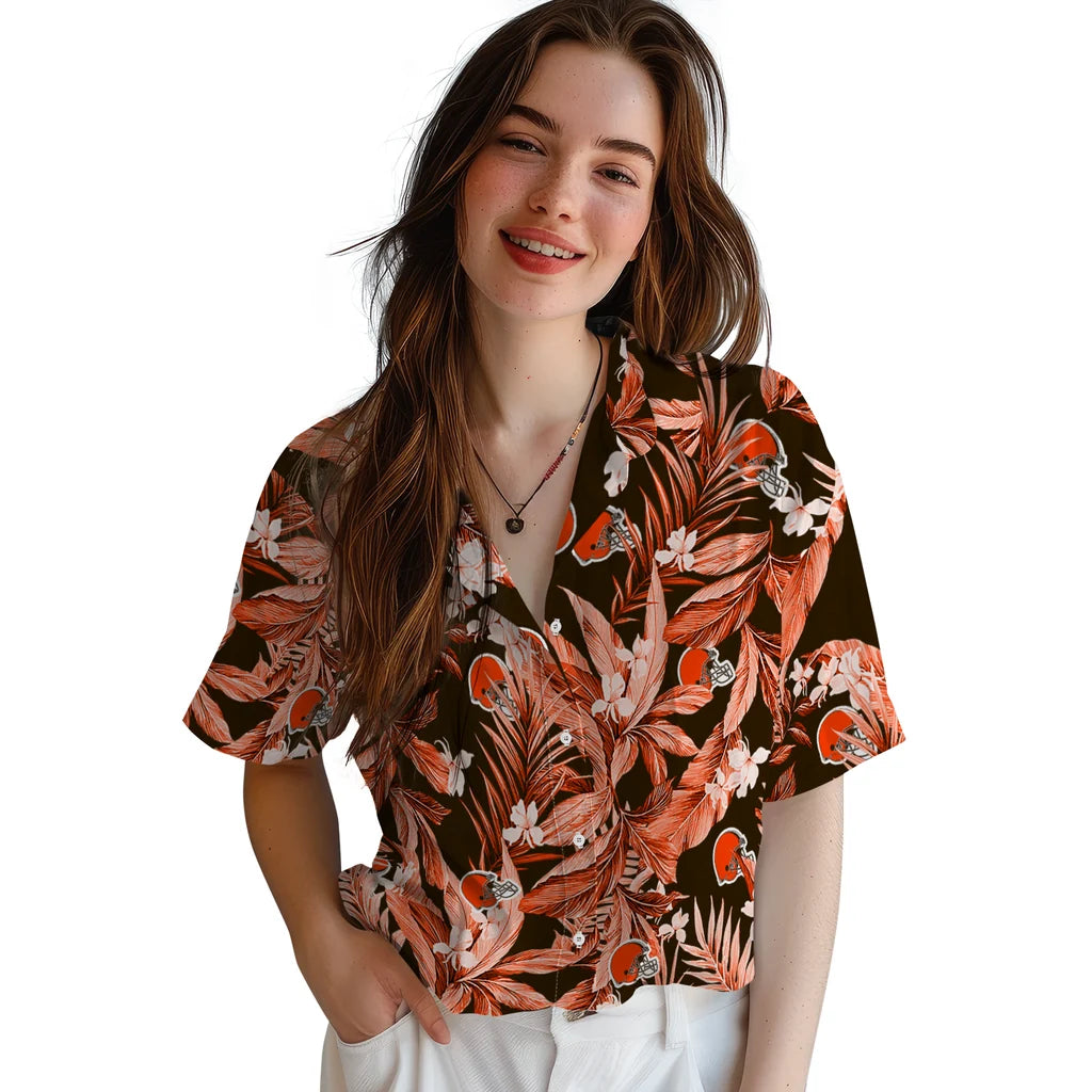 Cleveland Browns Hawaiian Shirt - Palm Leaves | Moonbestprint