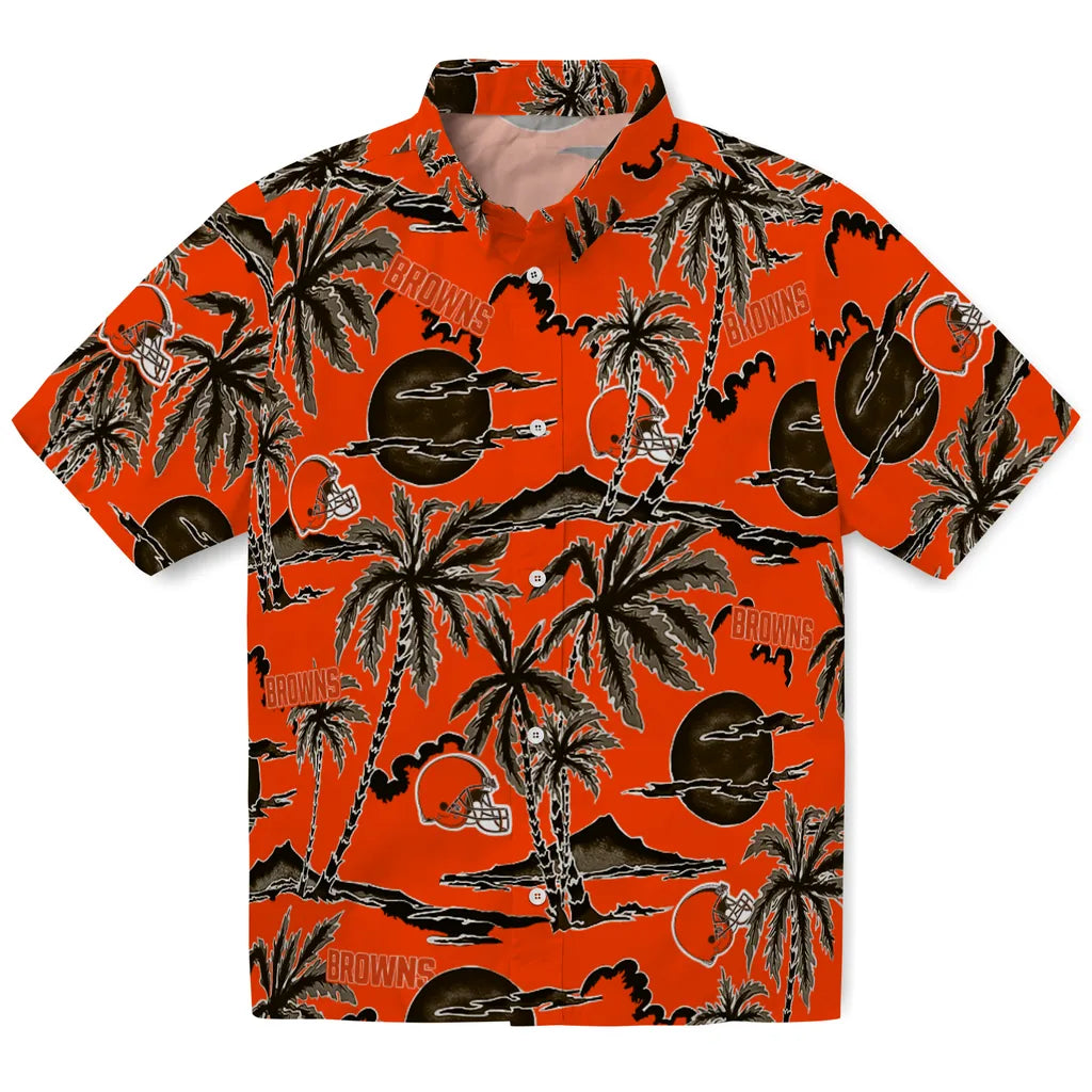 Cleveland Browns Hawaiian Shirt - Palm Sunset | Moonbestprint
