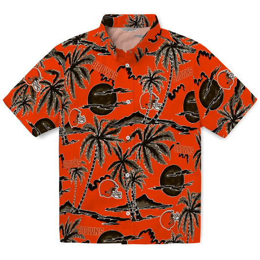Cleveland Browns Hawaiian Shirt - Palm Sunset | Moonbestprint