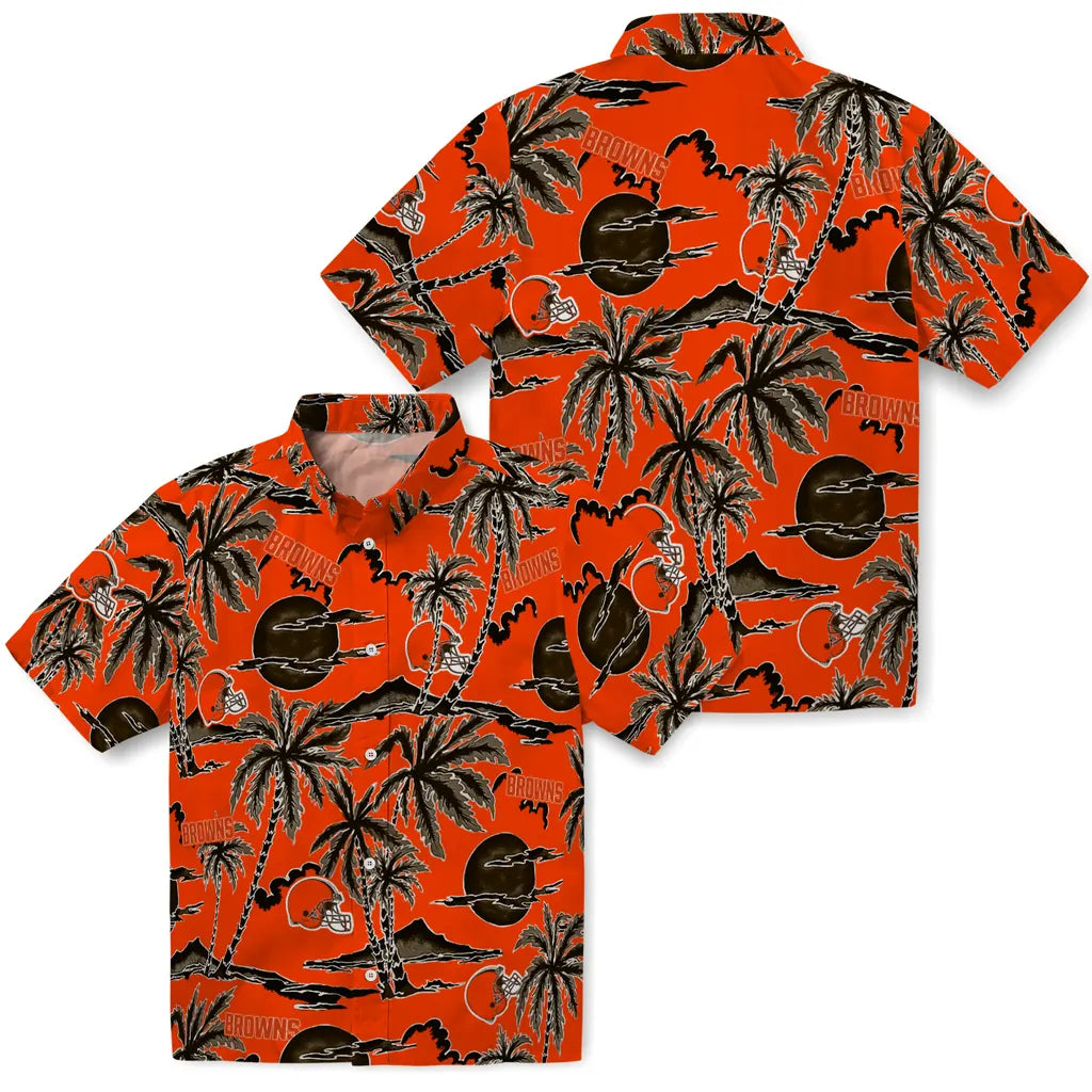 Cleveland Browns Hawaiian Shirt - Palm Sunset | Moonbestprint
