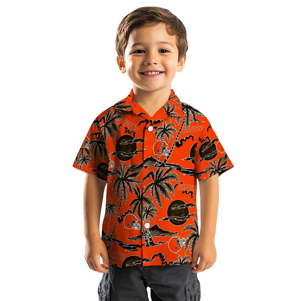 Cleveland Browns Hawaiian Shirt - Palm Sunset | Moonbestprint